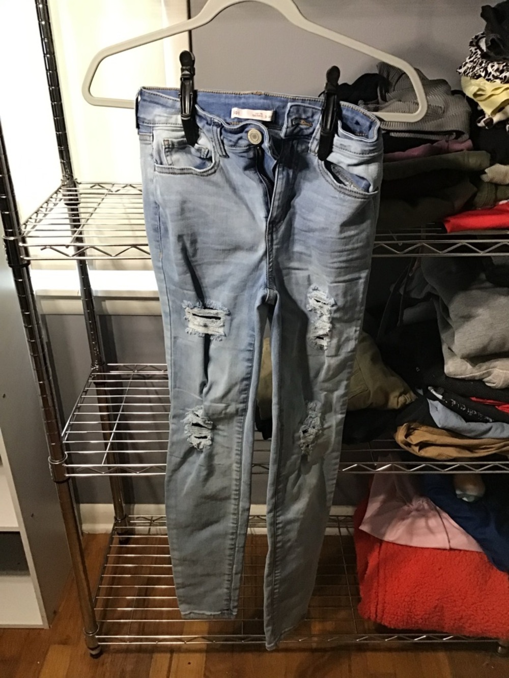 SO Light Wash Distressed Skinny Jeans